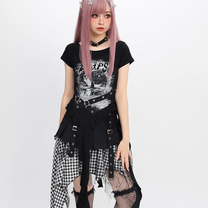 地雷系 Tシャツ ストラップ ライブ衣装 参戦服 サブカル系 ストリート