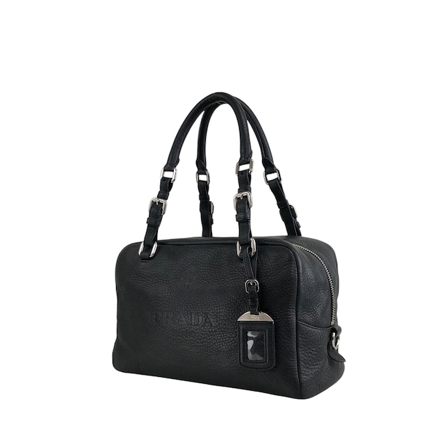 PRADA プラダ ハンドバッグ ブラック ロゴ レザー ミニボストン vintage ヴィンテージ オールド ydeszs