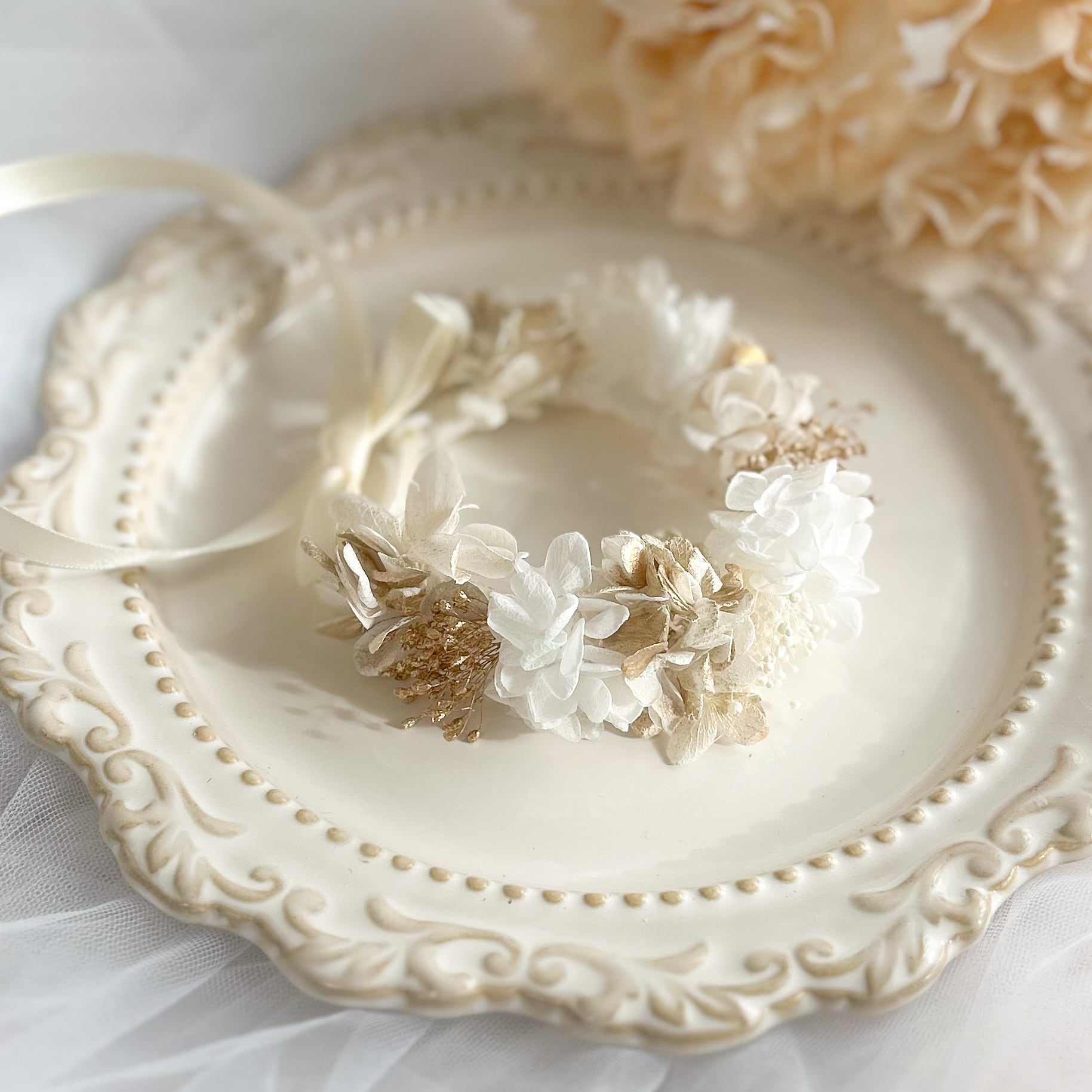 White beige gold 【ペット用花冠】