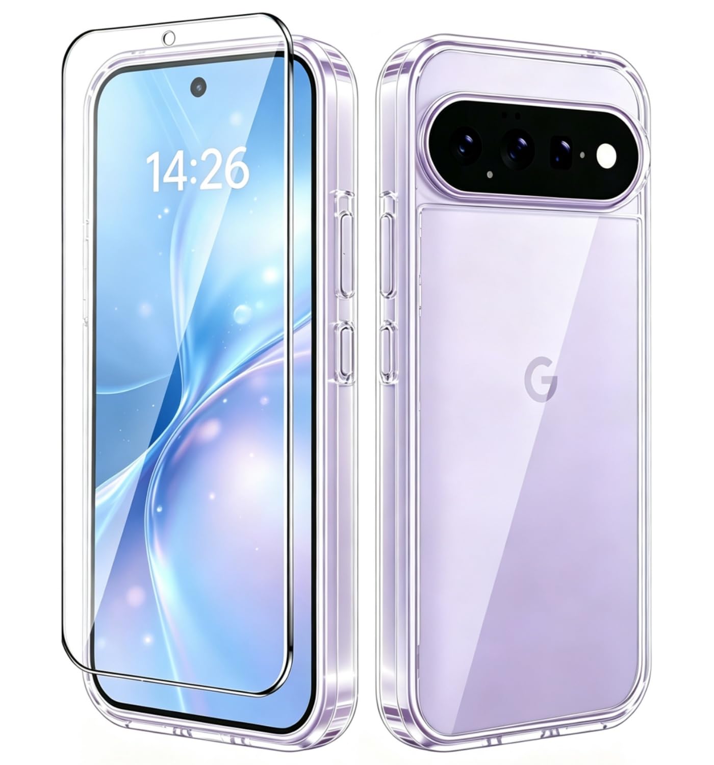 Cninyck 対応 Google Pixel11 ケース クリア ガラスフィルム付き 耐黄変 耐衝撃 ピクセル11 グーグルピクセル11 ケース