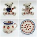 (専用商品）クマの置物2点・いちごとラズベリー柄　マグカップ200ml、プレート19cm