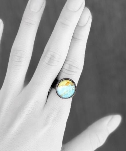 Coffee Ring - Right Brown＆Pale Blue | Beside ジュエリー・金属