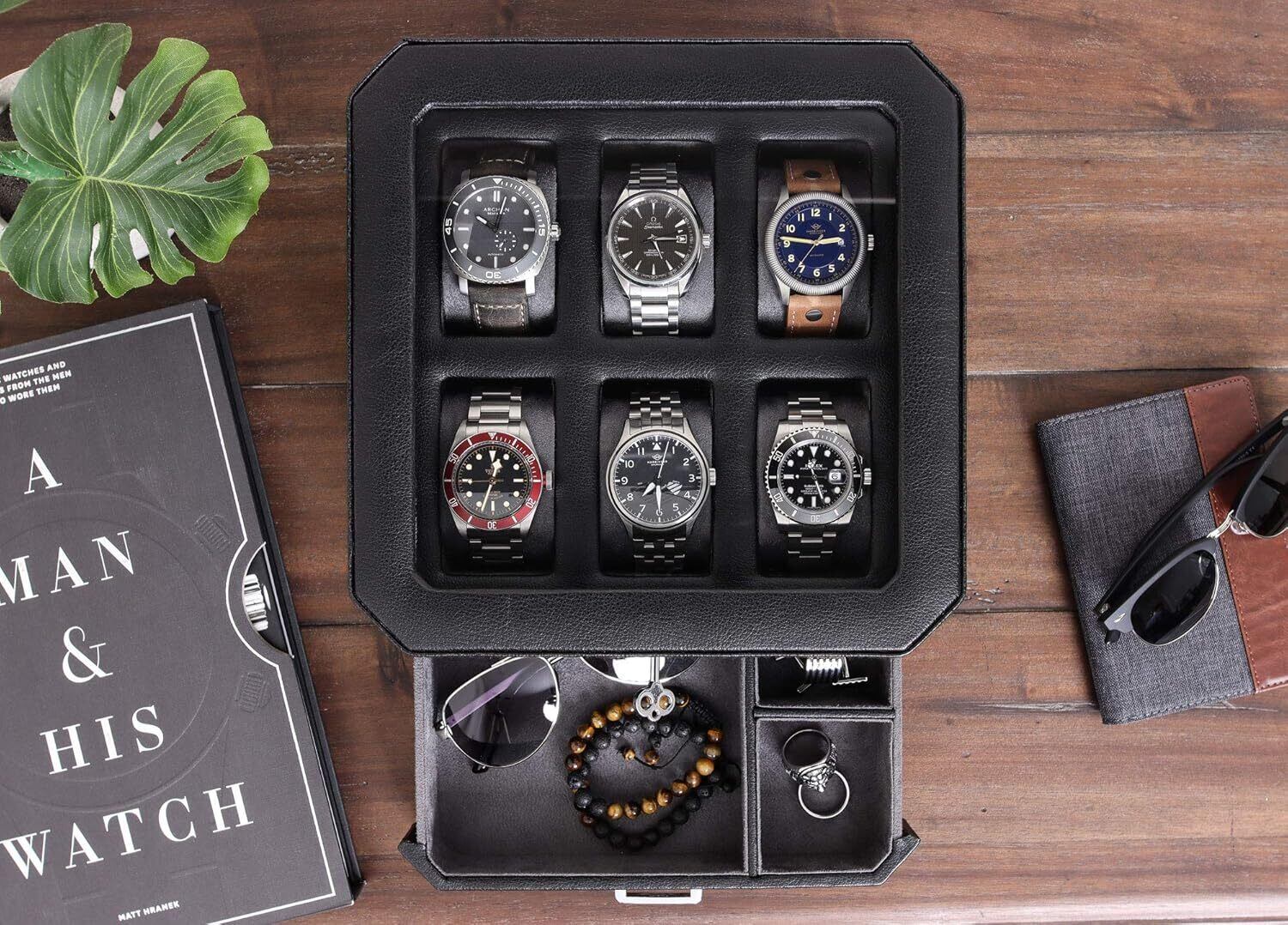 ROTHWELL 6スロット レザーウォッチボックス バレットドロワー付