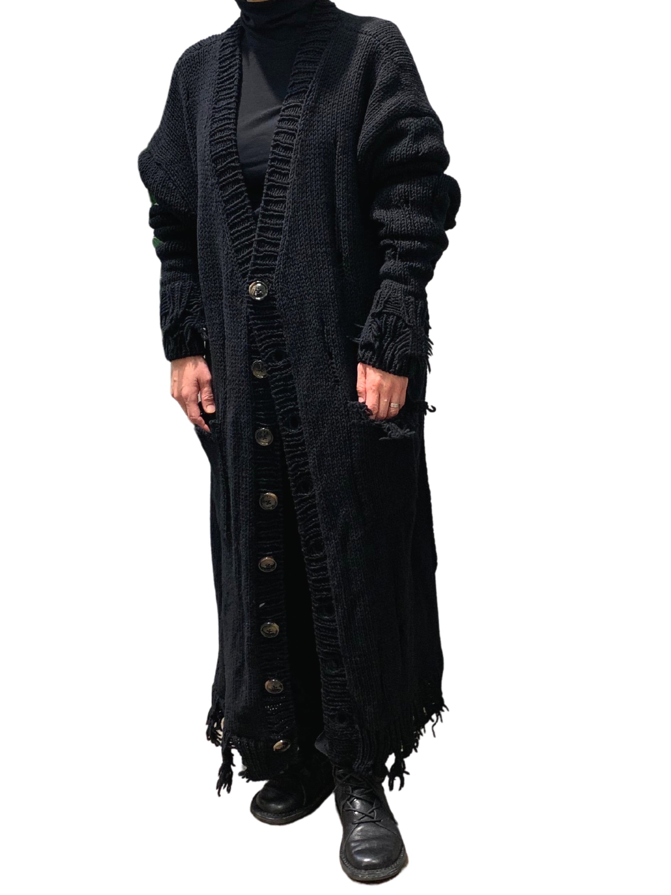 ローゲージロングニットコート Black | J's by a-double (jsbyadouble