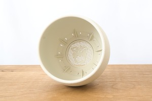 受け皿鉢(4号サイズ)｜オフホワイト×ブラウン