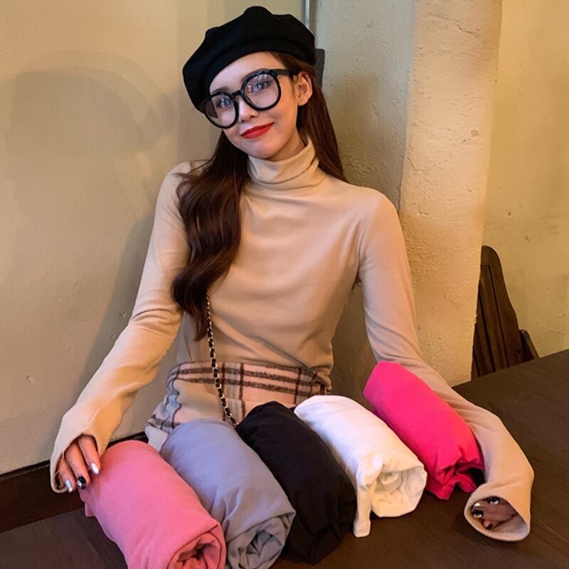 オータムソリッド カラースリムシャツ 薄手Tシャツ レディース ロング 秋物 ソリッドカラー YY-ファッション97263672277