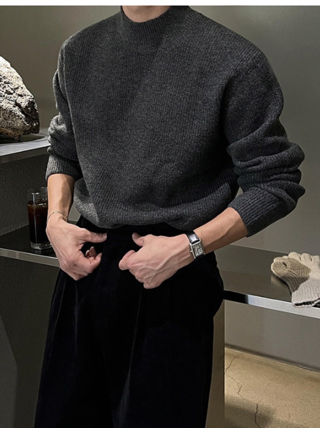 ハイネックニットプルオーバー｜ミニマルデザイン｜韓国クリーンカジュアル m0093