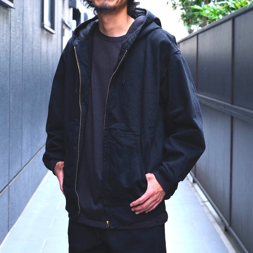 COMOLI ブラックデニム ジップパーカー COLOR・BLACK サイズ1