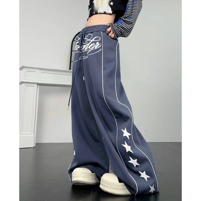 スターロゴグラフィックボリュームシルエットスウェットパンツ 2col R02717