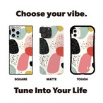 受注生産 iPhoneケース ピンクと黒丸の有機形抽象｜ポップアブストラクト PABS098C