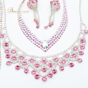 社交ダンス 小物 まとめ 5点 セット ピンク系 ブラウン系 ヘアオーナメント ネックレス イヤリング アクセサリー 装飾 飾り 小物 ダンス パーティ 発表会 デモ つけ毛 つけ髪 ヘアアクセサリー 髪飾り キラキラ