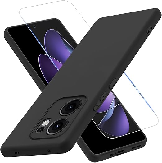 OPPO Reno13A 5G ケース ブラック ガラスフィルム付き アクオ Reno13A