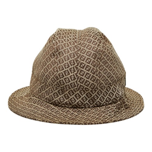 フェンディ ズッキーノ バケット ハット 帽子 サイズ M ベージュ コットン レディース FENDI 【中古】