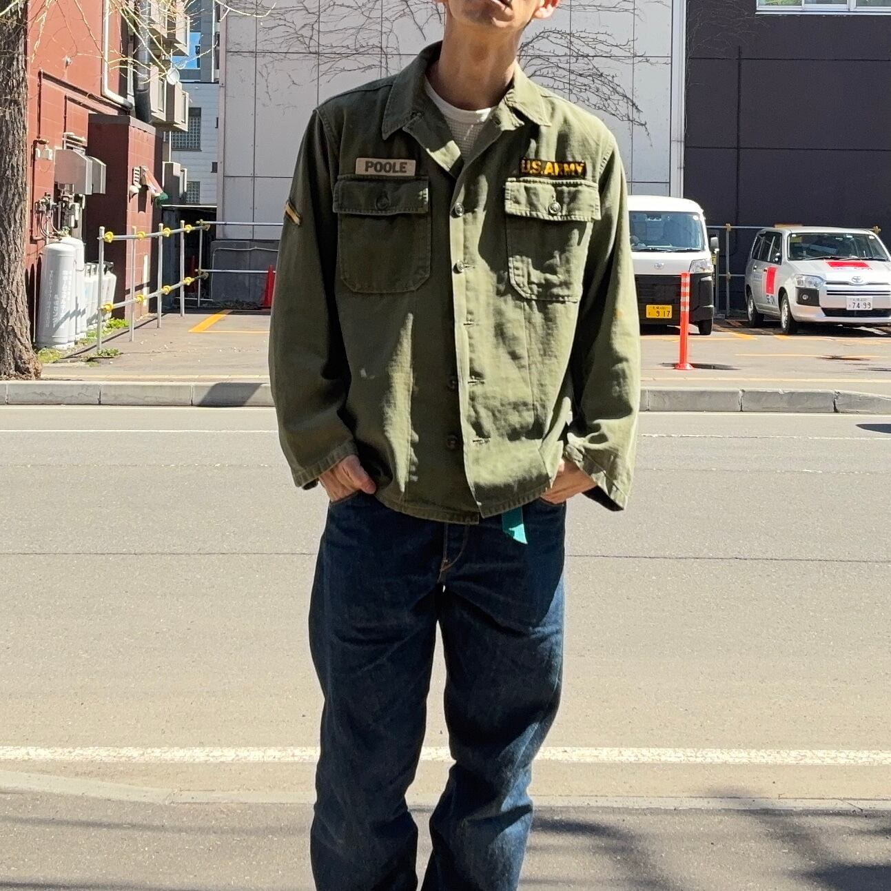 60S U.S.ARMY OG-107 筒袖 1st後期 Utility Shirt 【About 16 1/2