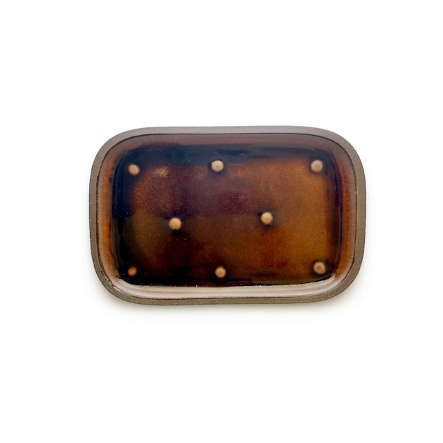 【一翠窯】長方皿小 アメ点 イッチン [やちむん]