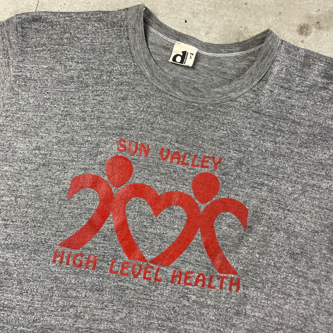 80年代 USA製 レーヨン混 SUN VALLEY HIGH LEVEL HEALTH プリントT  