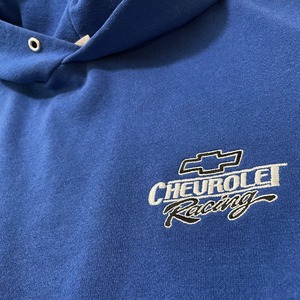 【JERZEES】シボレー レーシング CHEVROLET Racing 自動車メーカー 刺繍ロゴ ワンポイント パーカー スウェット プルオーバー フーディー M US古着