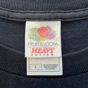 【FRUIT OF THE LOOM 】Tシャツ 黒ボディ 半袖 ワンポイント バックプリント ロゴ Lサイズ US古着