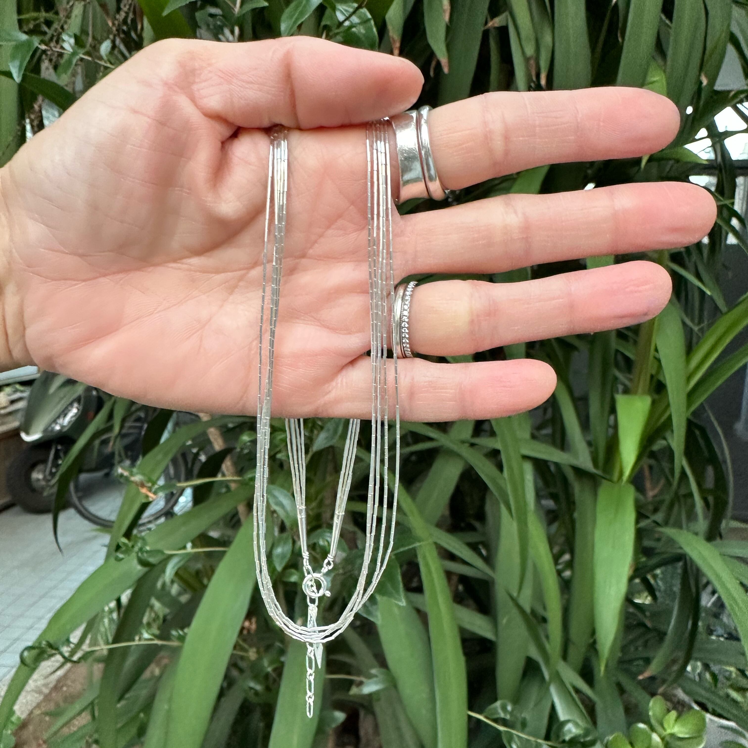 再入荷】リキッド シルバー ネックレス 5連 61cm+5cm《Indian Jewelry 