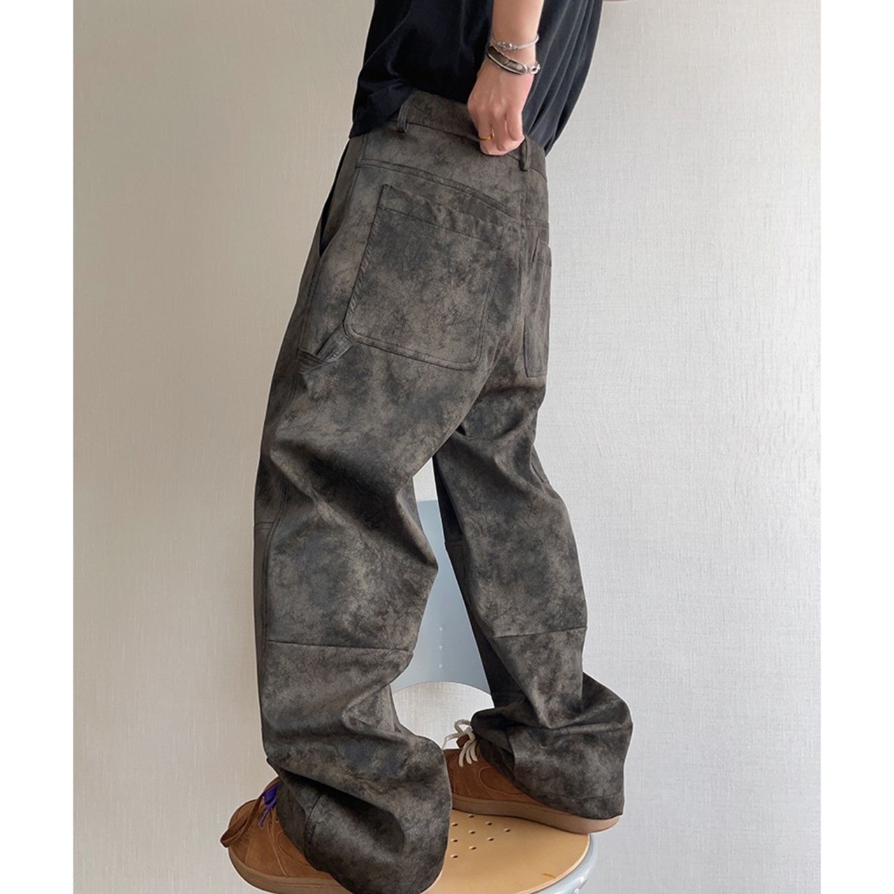 スエード風マーブルルーズパンツ　1159