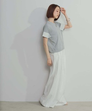 2603012 レイヤードポロニットトップス gray