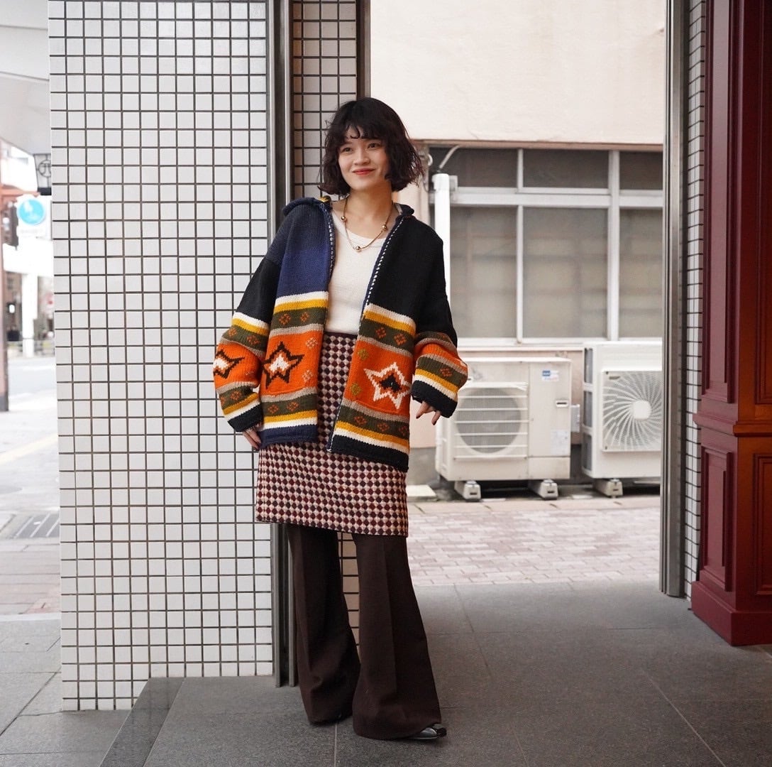 wool argyle check mini skirt