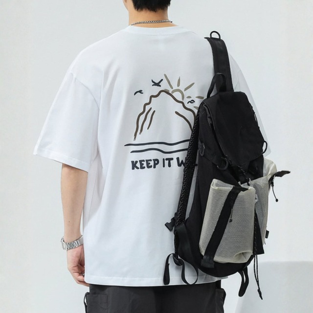 バックプリント クルーネック半袖Tシャツ af0524