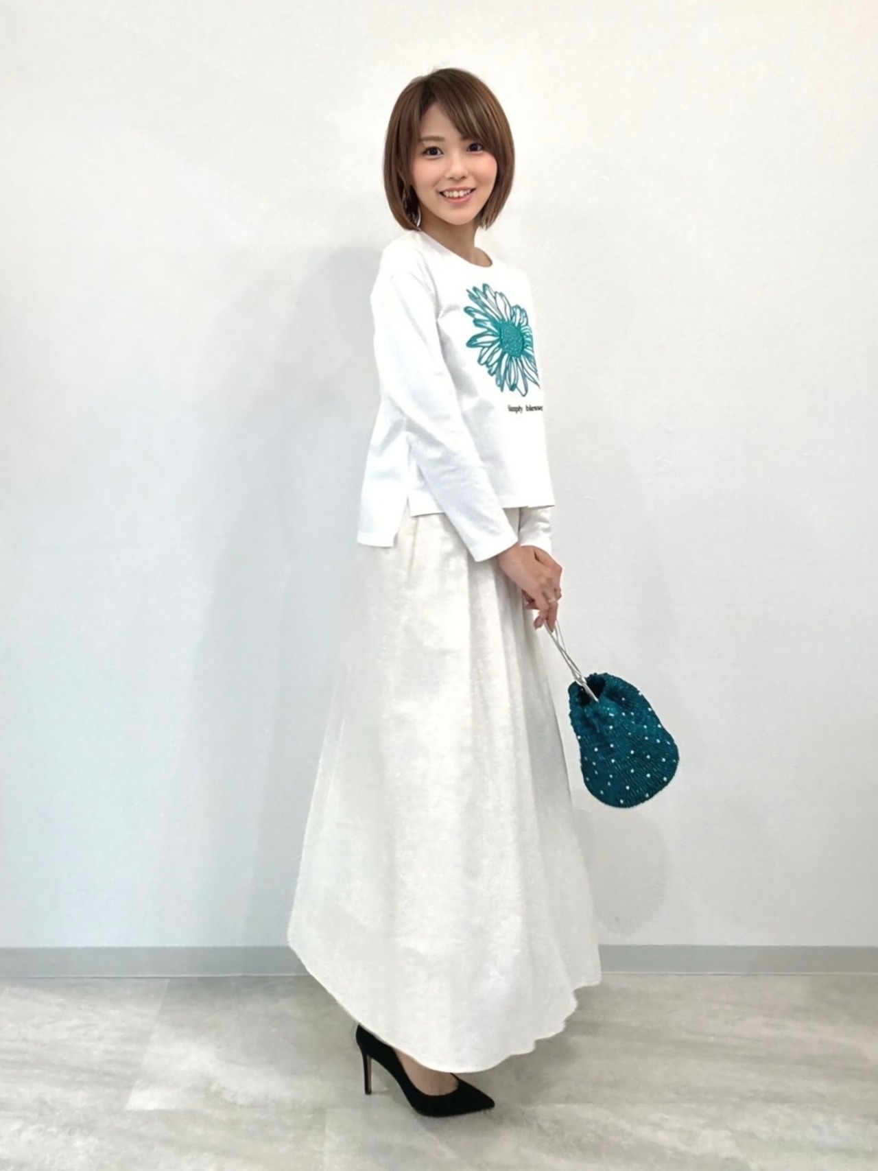 向日葵刺繍カットソー