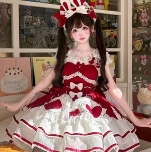 甘ロリ♡全２カラー　うさ耳カチューシャ＆バックリボン付きワンピース　wanpi14★