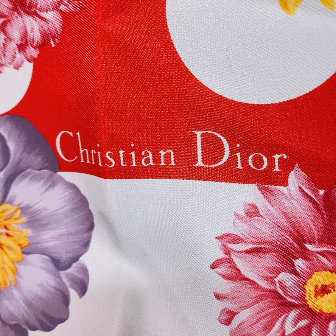 【未使用保管品】Christian Dior ディオール スカーフ シルク 花