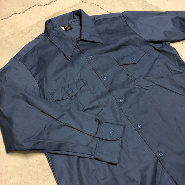 1970s LEE WORK SHIRT NAVY SIZE 17 1/2