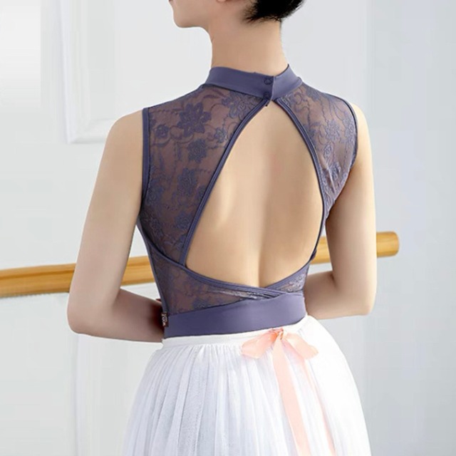 スクエアレースラインレオタード 3色展開 L0470