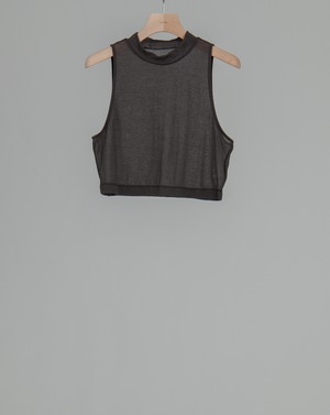 Sheer Mock neck Sleeveless - Gray