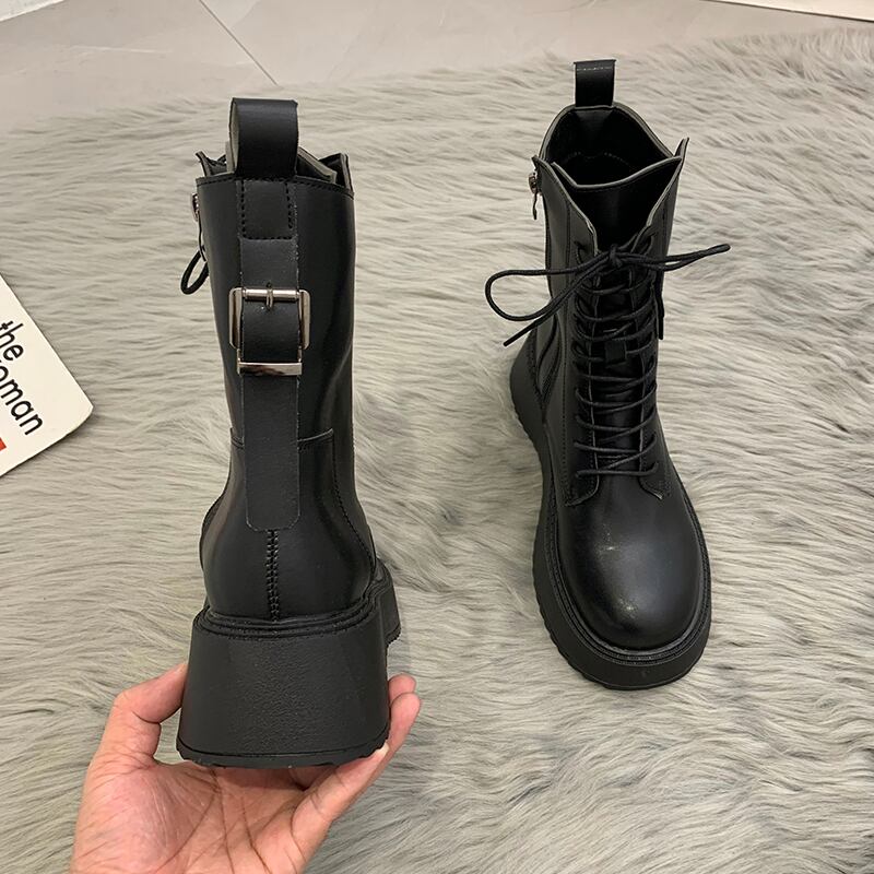 ブーツオータムスタイルスタンダード薄手ブラックショート レトロ 靴 シューズ 秋物 部族の婦人靴3399800276