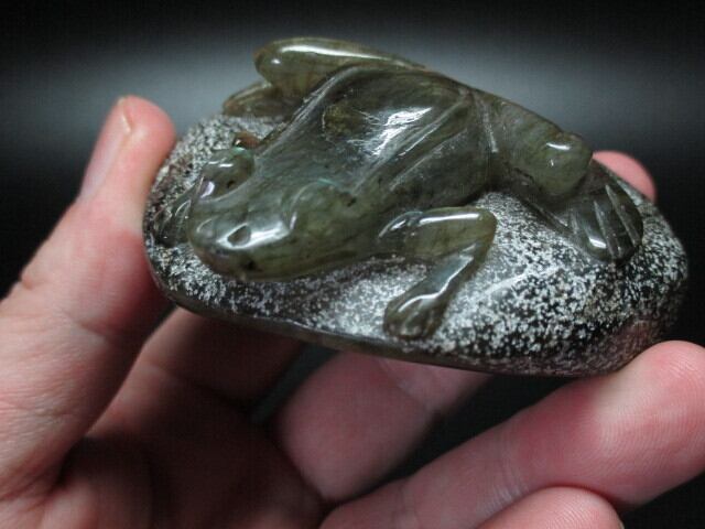 【送料無料】【高品質】ラブラドライトカエル　no.2