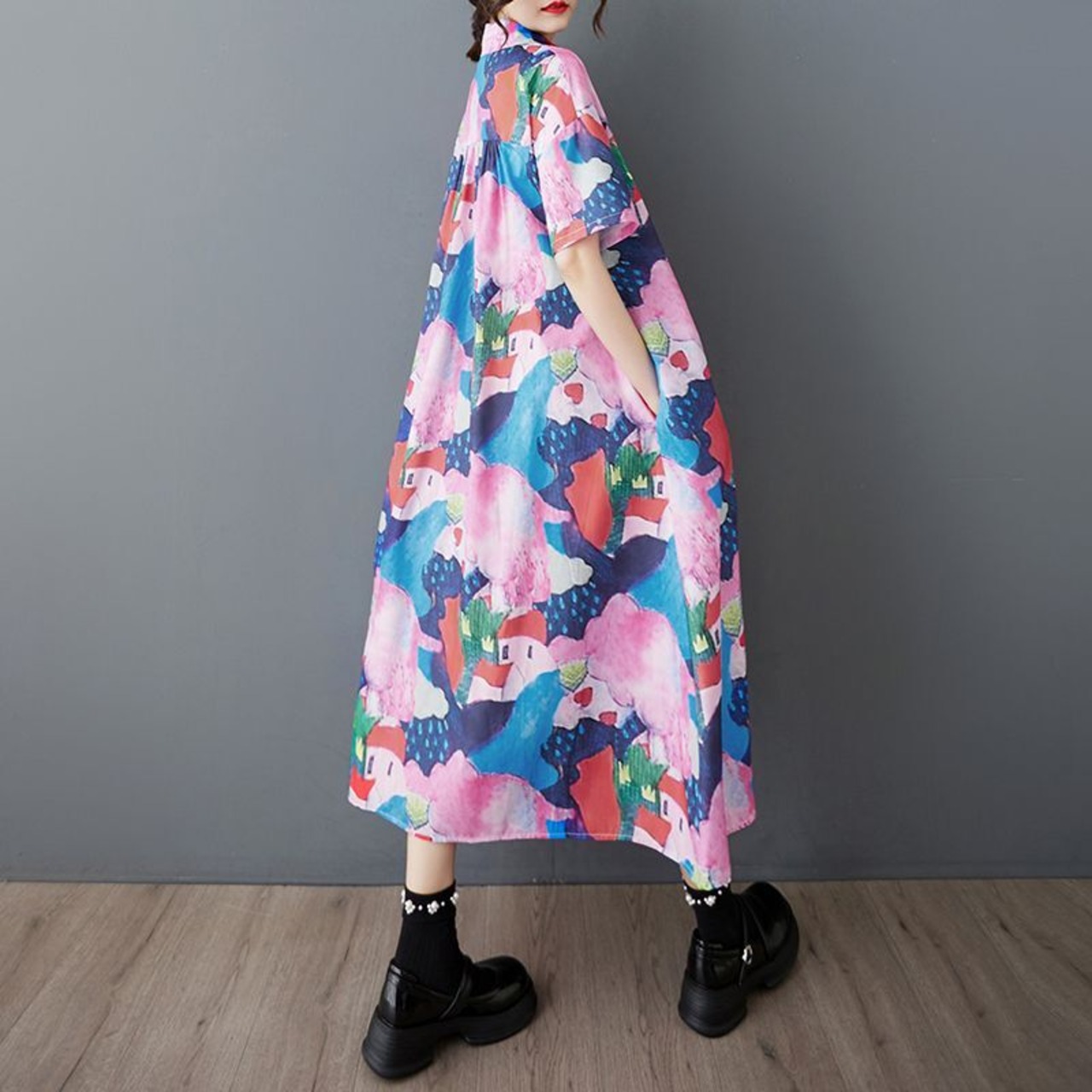 ファンタジー柄 カラフル ワンピース  30093