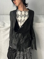 "EKAM" No collar Leather Jacket