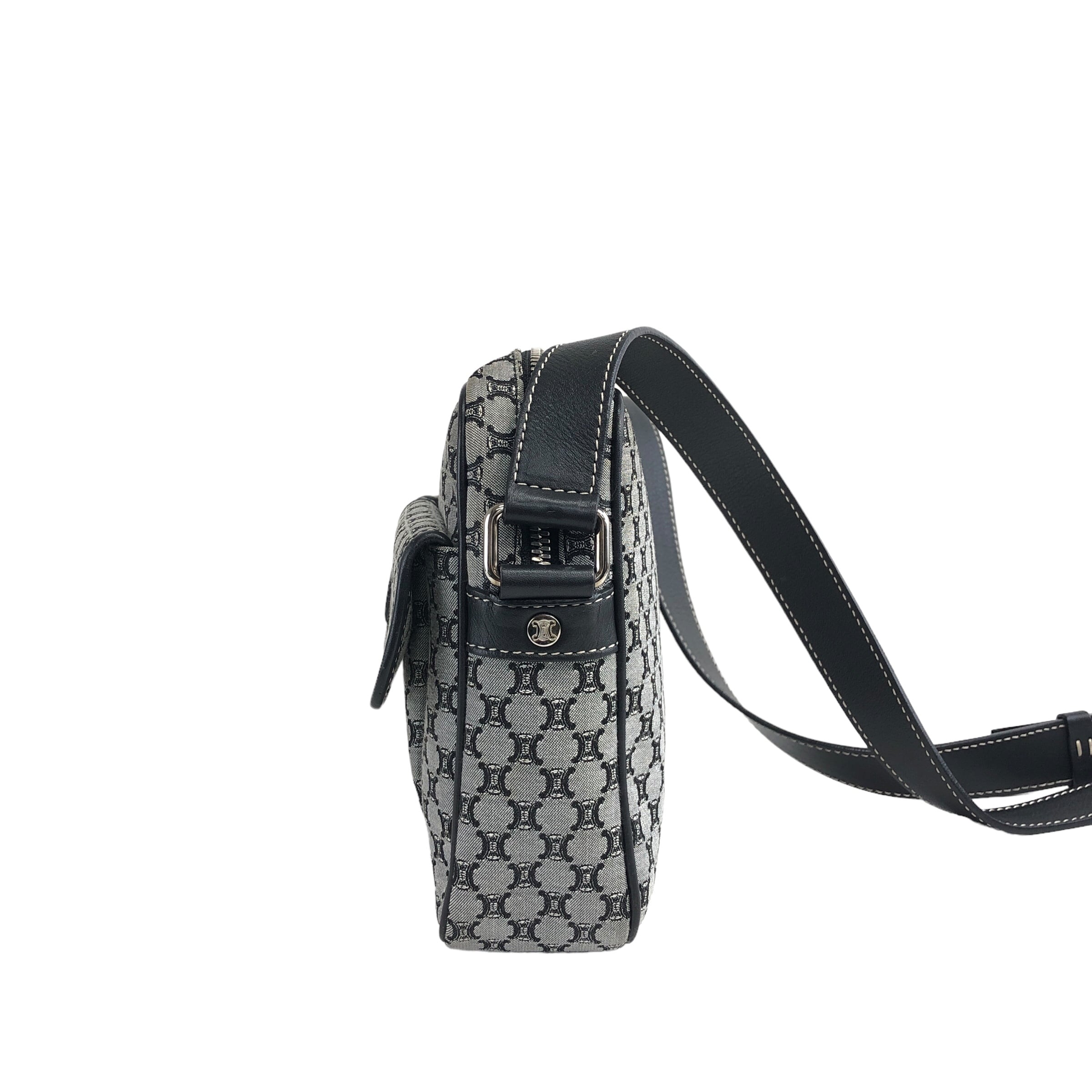 CELINE セリーヌ マカダム ショルダーバッグ ブラック キャンバス