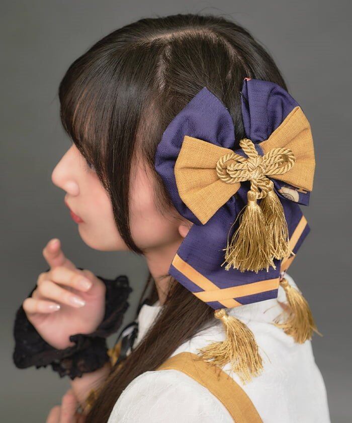 彼岸の白狐会柄リボンバレッタ / a. axes femme【返品・交換・申込撤回 