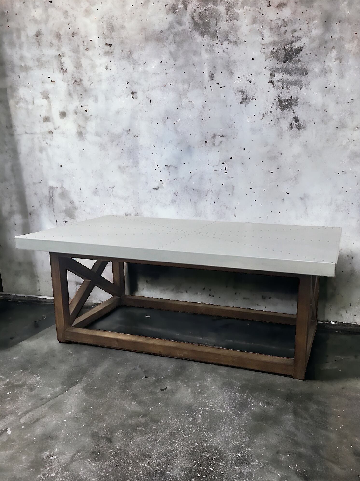 ブルックリン家具】古材 × 亜鉛天板 コーヒーテーブル W60