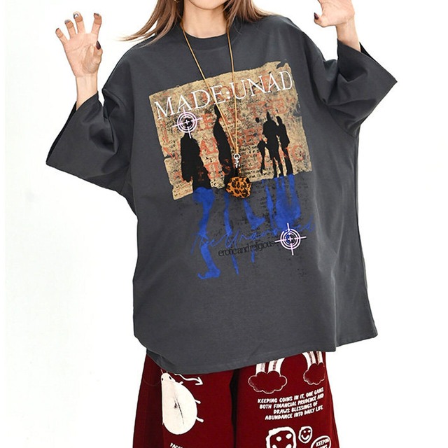 シルエットアートグラフィックレタリングミックストップス 2col   R02017