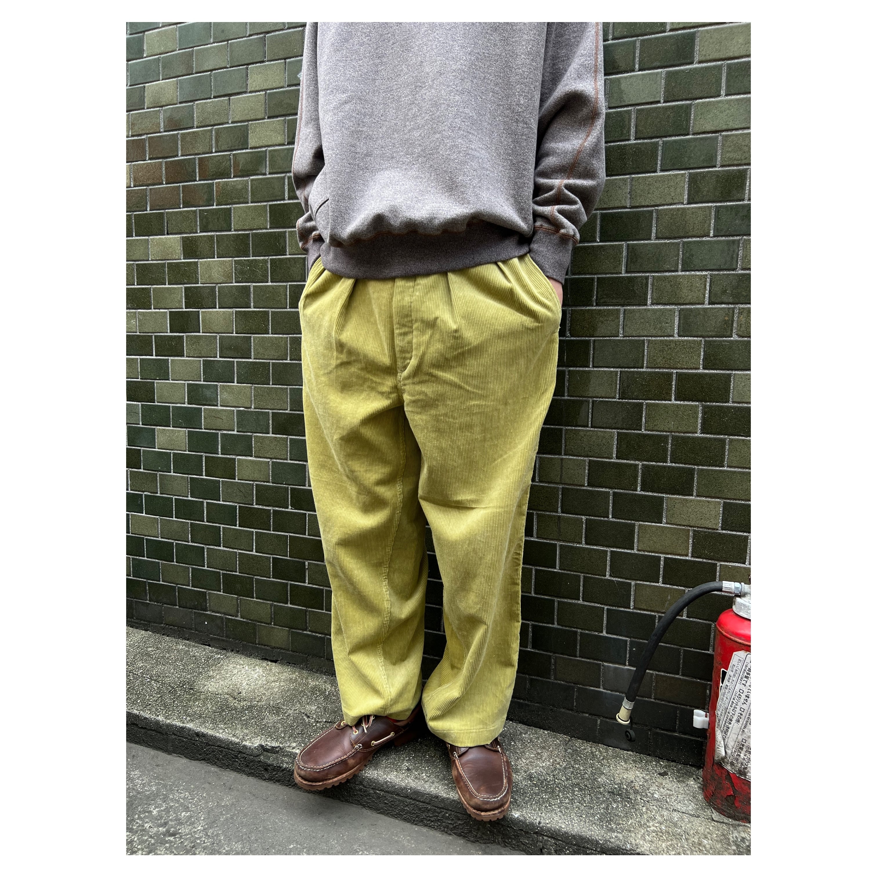 NOROLL / THICKWALK CORDS PANTS LIME GREEN | THE NEWAGE CLUB