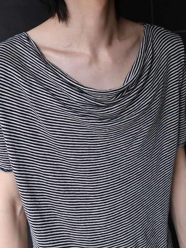 【5351 pour les homme】drape neck border top