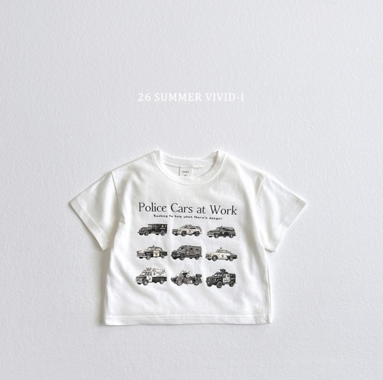 【即納】VIVID-I 26/SM  ミニカーTシャツ　アイボリーMサイズ｜夏服｜韓国子供服