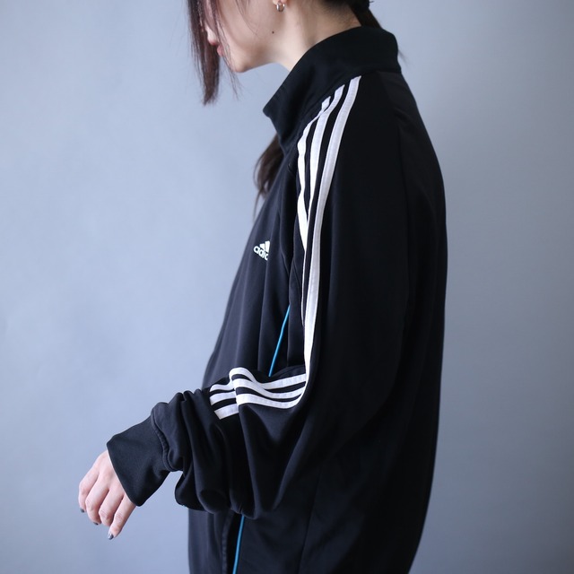 "adidas" black×white×blue good coloring track jacket