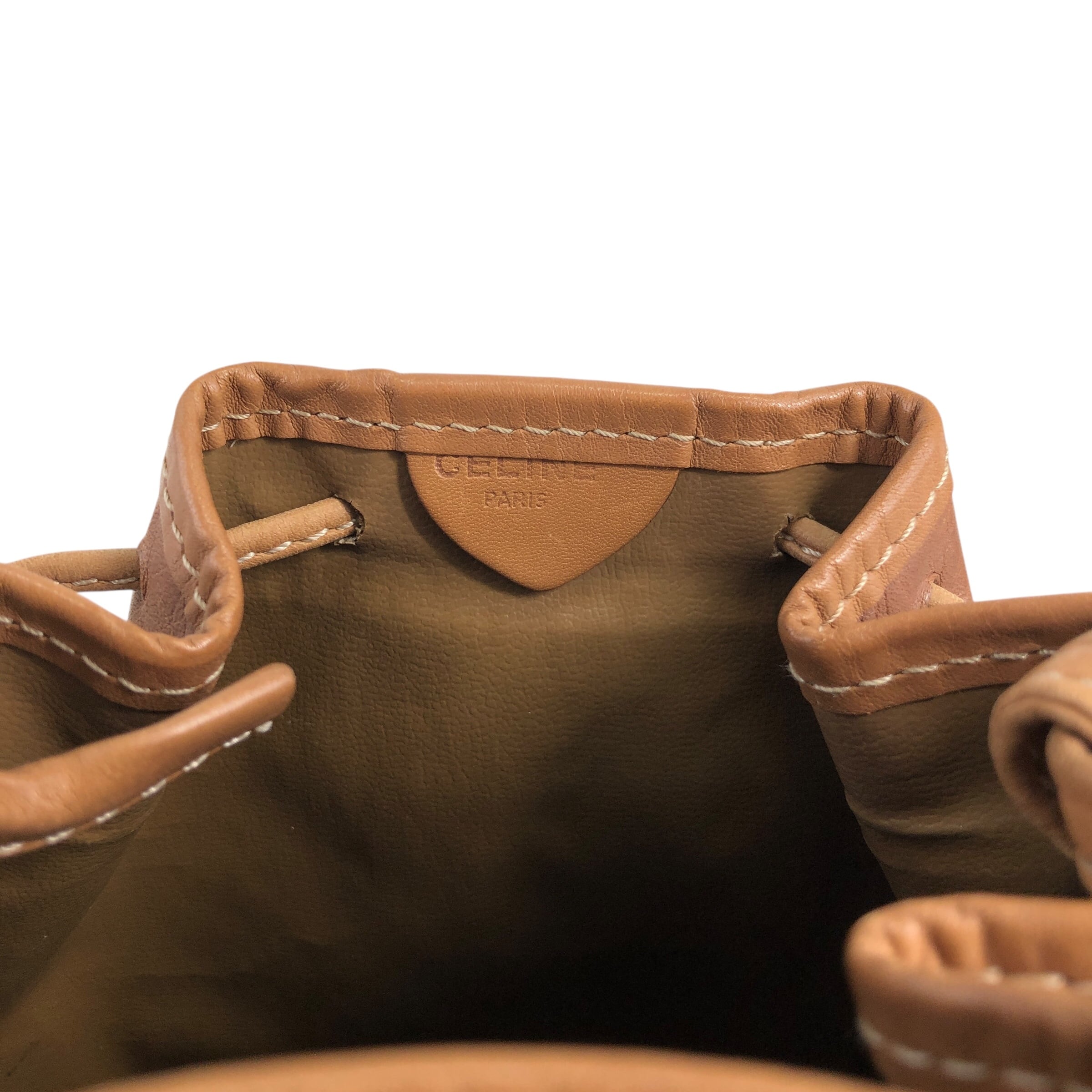 CELINE セリーヌ マカダム  ショルダーバッグ ブラウン ブラゾン型押し PVC/レザー 巾着 ミニバッグ wt5bvk CELINE セリーヌ マカダム ショルダーバッグ ブラウン ブラゾン型押し