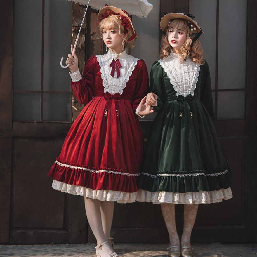 サブカル 服 地雷系 通販 ロリータ 甘ロリ クラロリ ワンピース フリル リボン ベルベット ヨーロピアン お茶会 フェス レトロ