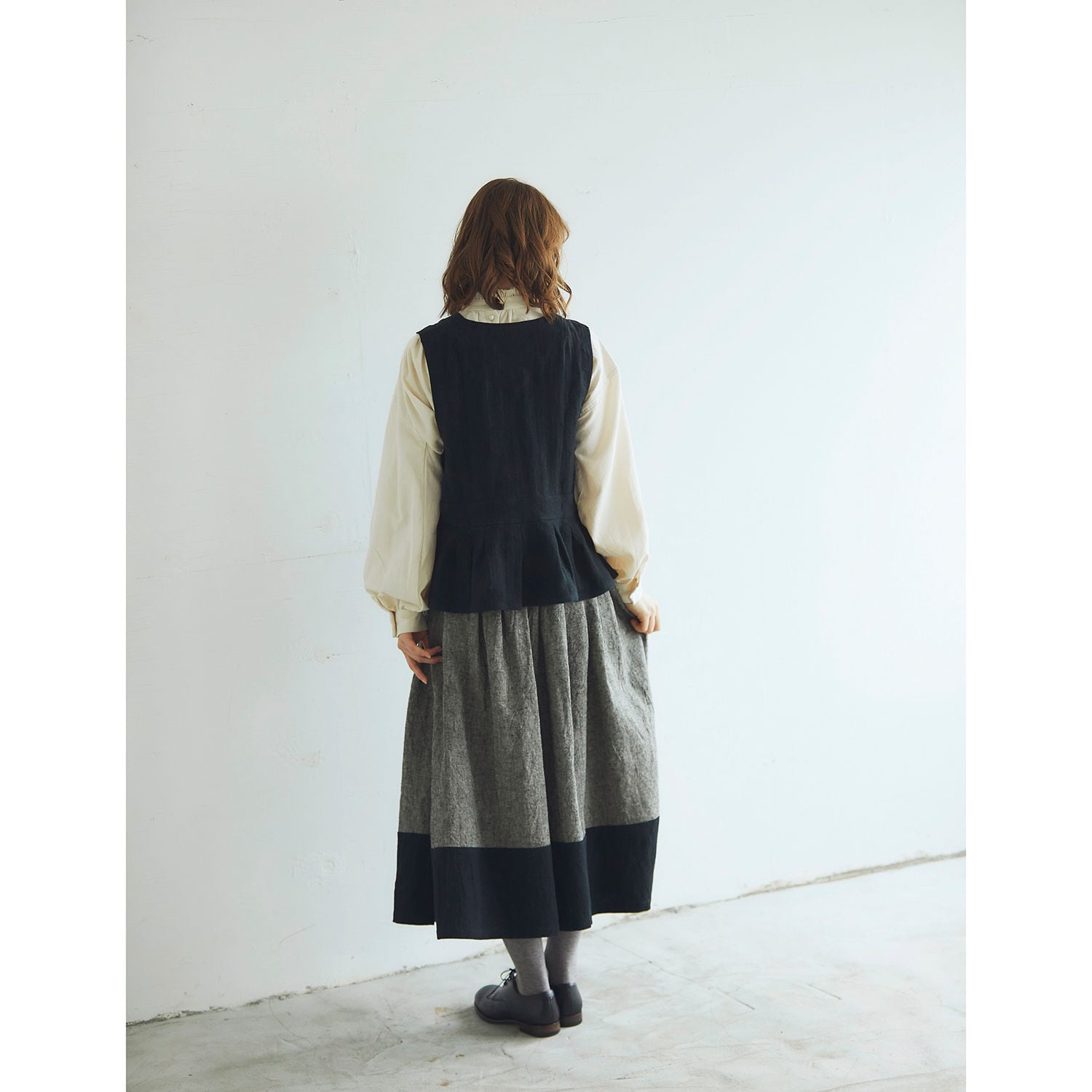 MAGALI マガリ トリプルウォッシュ・ヘリンボーンリネン·ジレ 