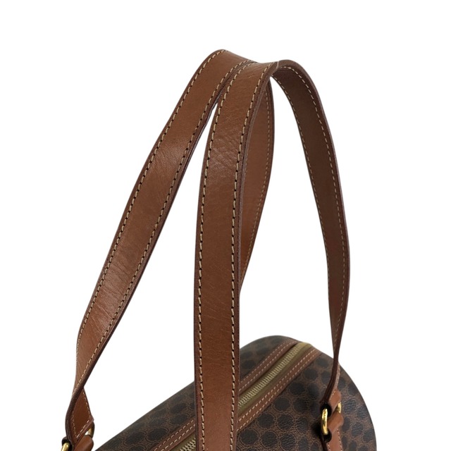 CELINE セリーヌ マカダム ハンドバッグ ブラウン ブラゾン型押し PVC ロールバッグ vintage ヴィンテージ オールド d6ntg2