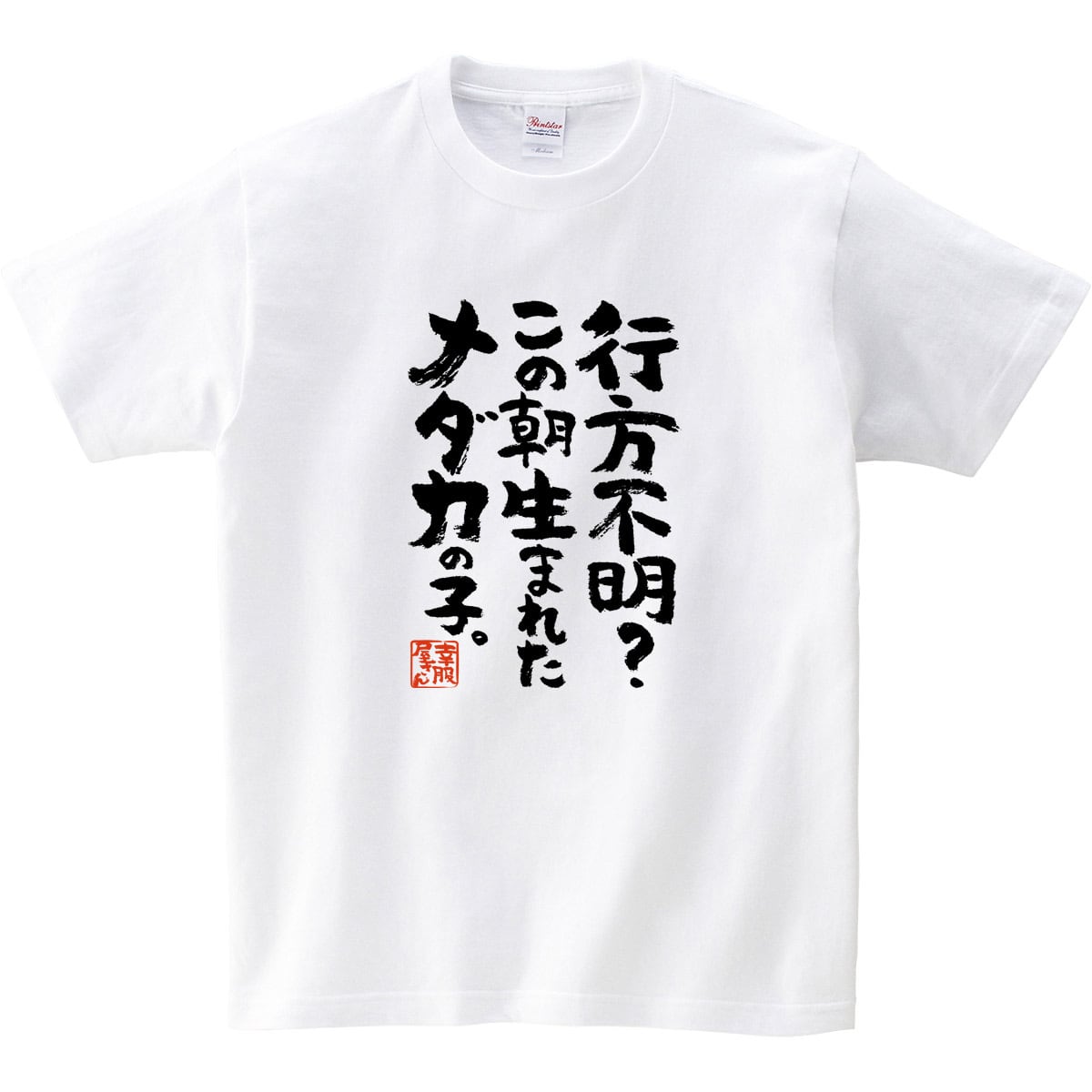 行方不明？この朝生まれたメダカの子。 おもしろ 漢字Tシャツ ka400-69